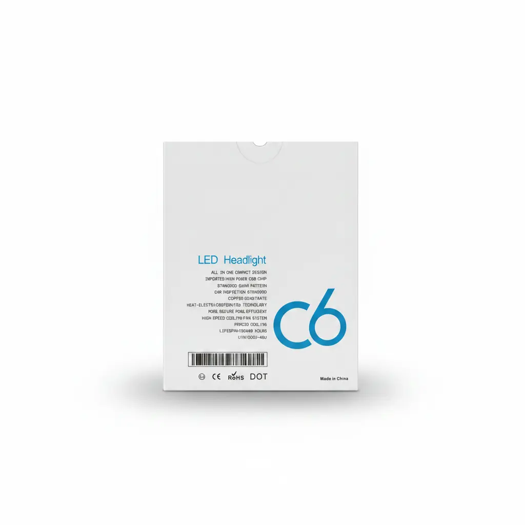 AI Generated C6 LED Headlight - caja reverso - fondo blanco 1:1