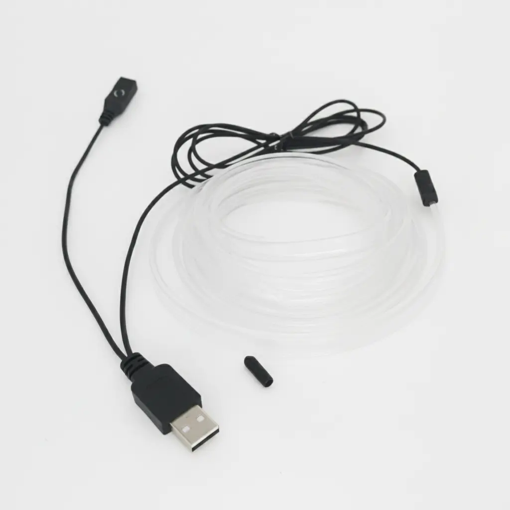 AI Generated Cable USB con tira transparente - foto producto mejorada 1:1